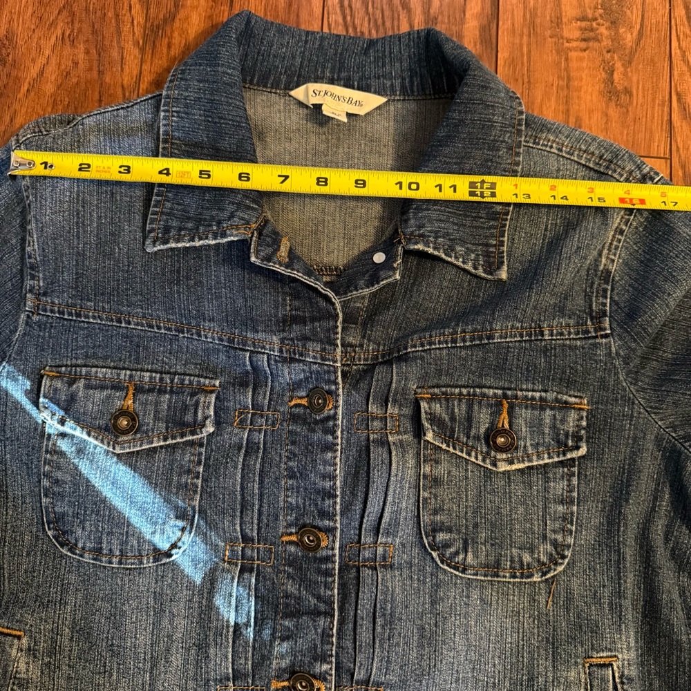 St Johns Bay Women’s L Blue Jeans Denim Cotton Blend Jacket Coat Spring Fall - Picture 15 of 16
